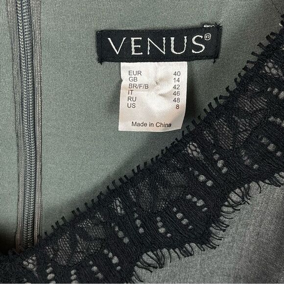 Venus Gray Sheath Dress with Black Lace Detail Size 8 - Picture 4 of 4